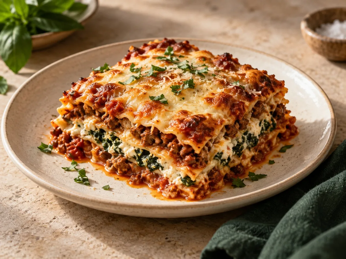 Beef, ricotta & spinach lasagna