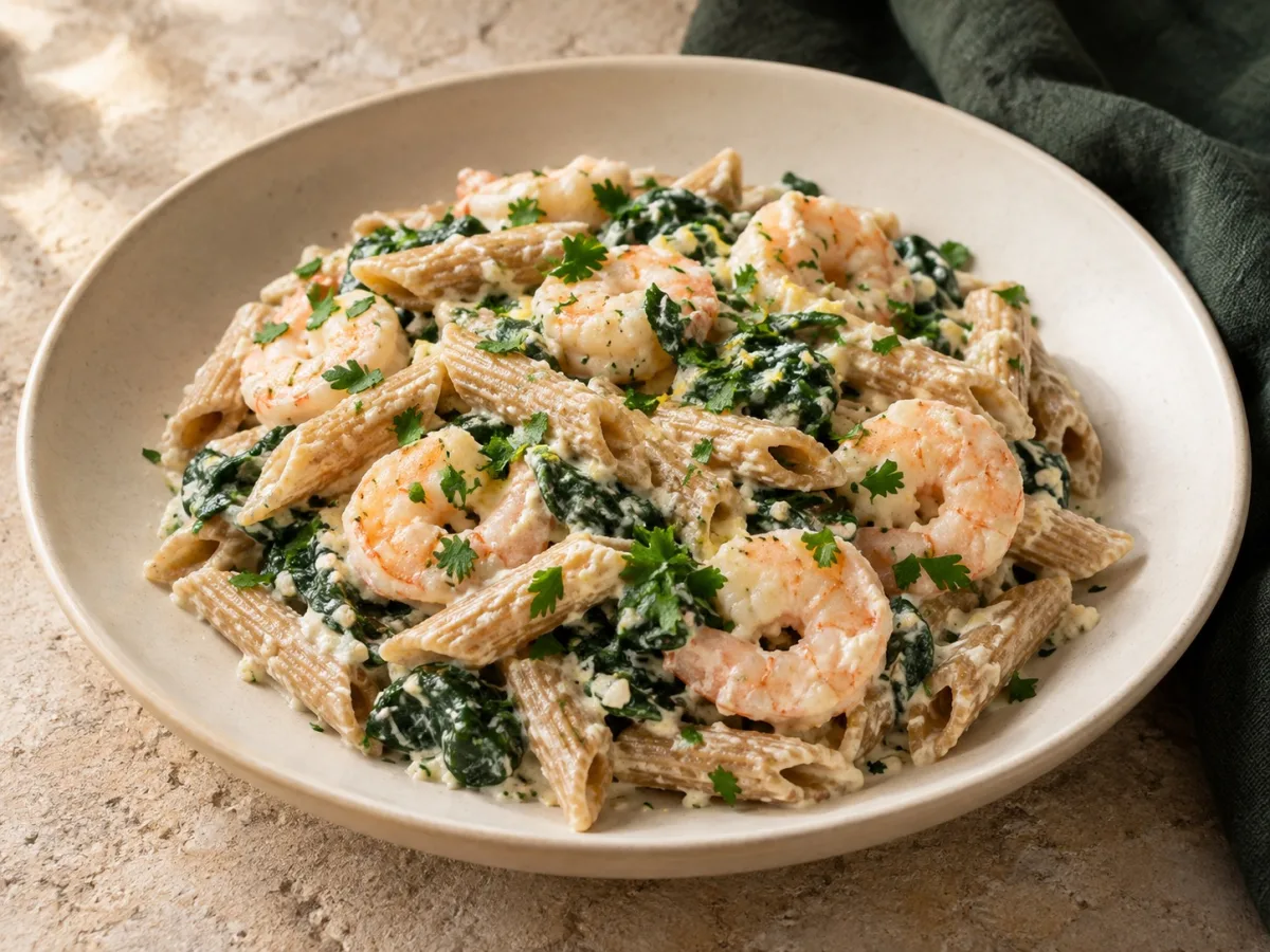 Creamy shrimp penne